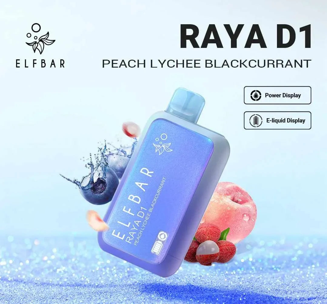 ELF BAR RAYA D1 – Peach Lychee Blackcurrant main product photo