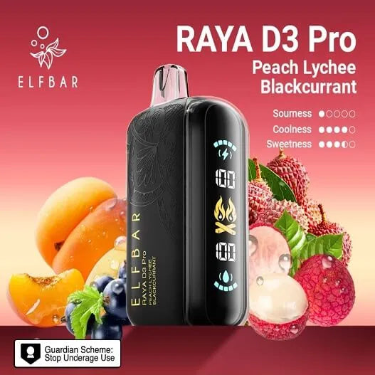 Elf Bar Raya D3 Pro 30 K – Peach Lychee Blackcurrant product photo
